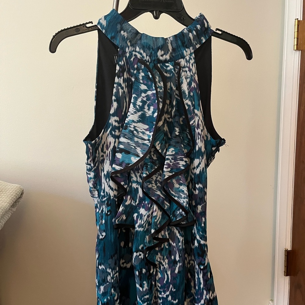 Byer California Black and Blue Patterned Blouse